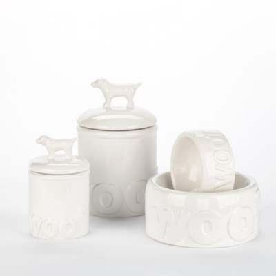 Woof Ceramic Bowl & Treat Jar Set